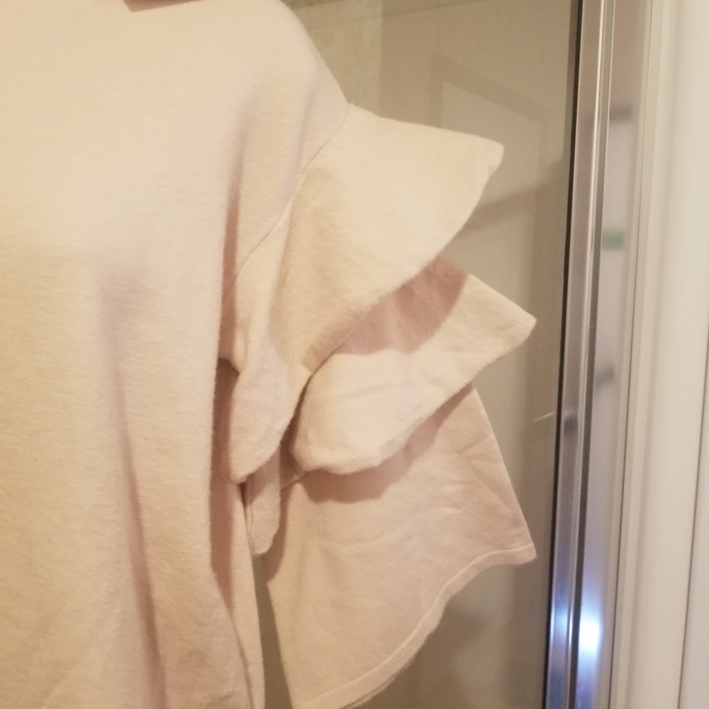 NWT size S, creamy ruffle sleeve sweater - Picture 4 of 6